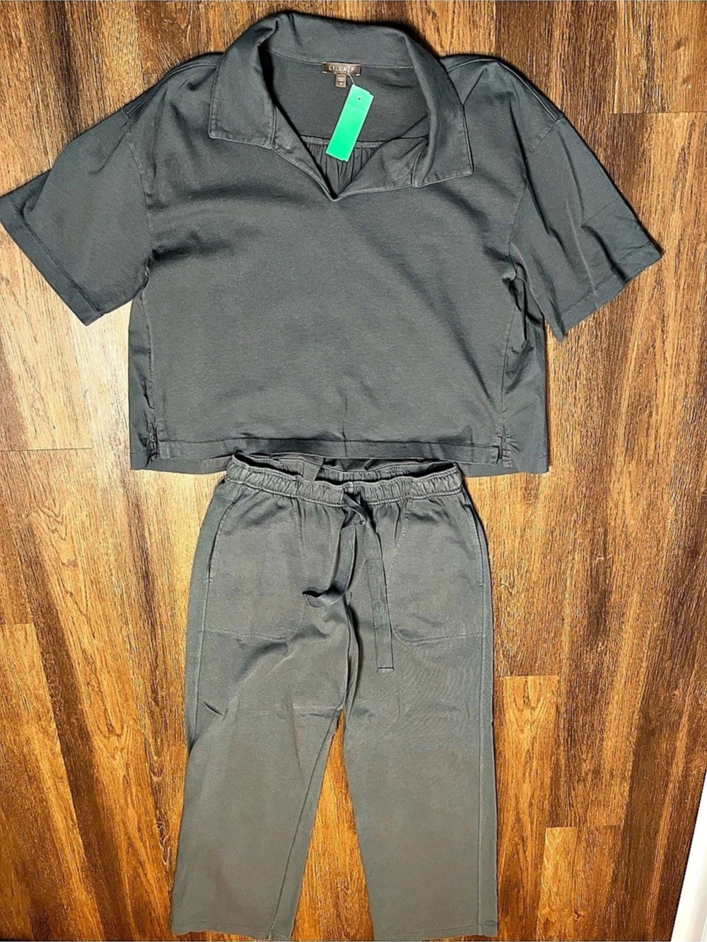 Lilla P Cotton Gray Pant Set with Draw String Size Medium